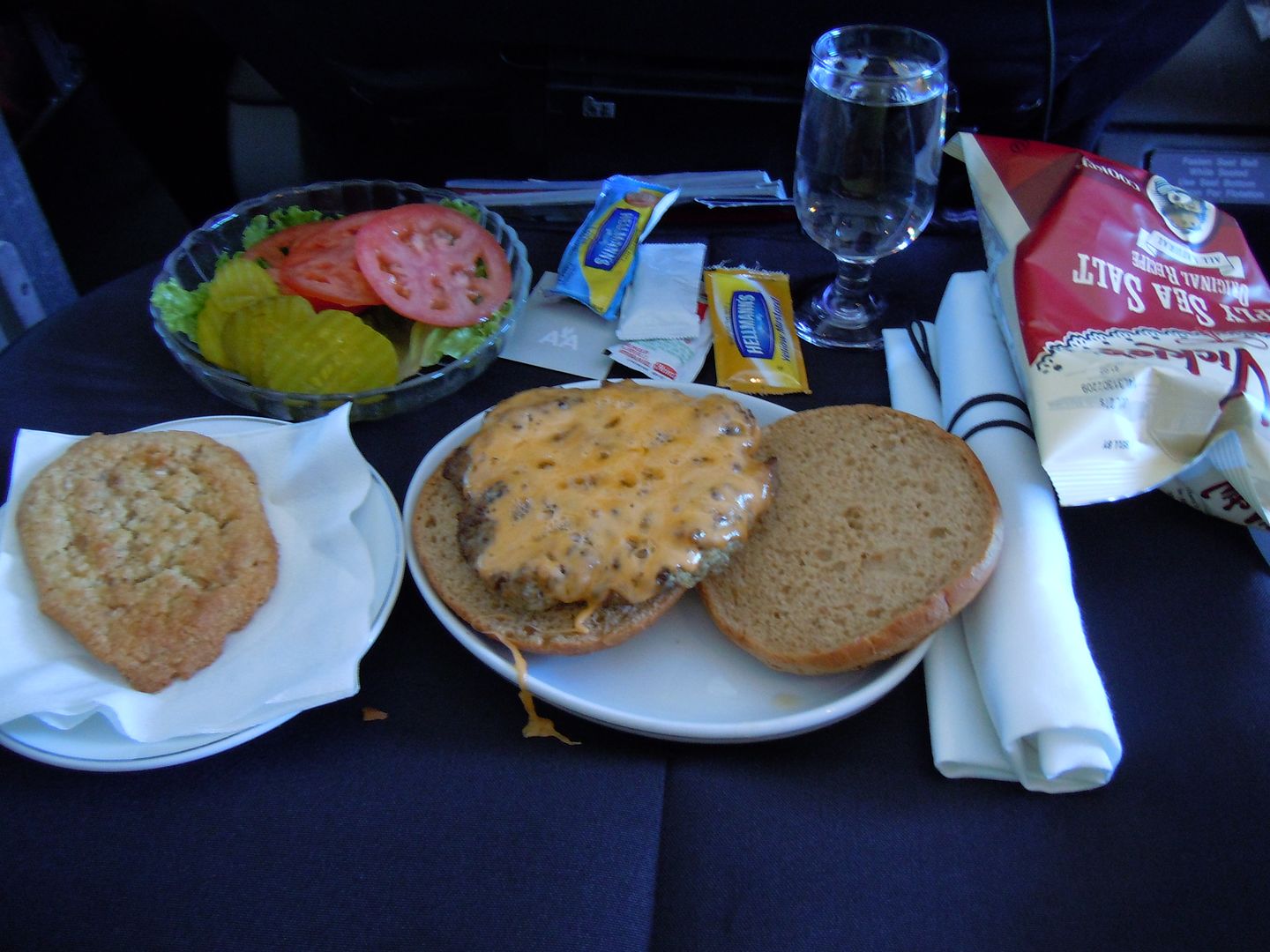 American Airlines First Class Cheeseburger