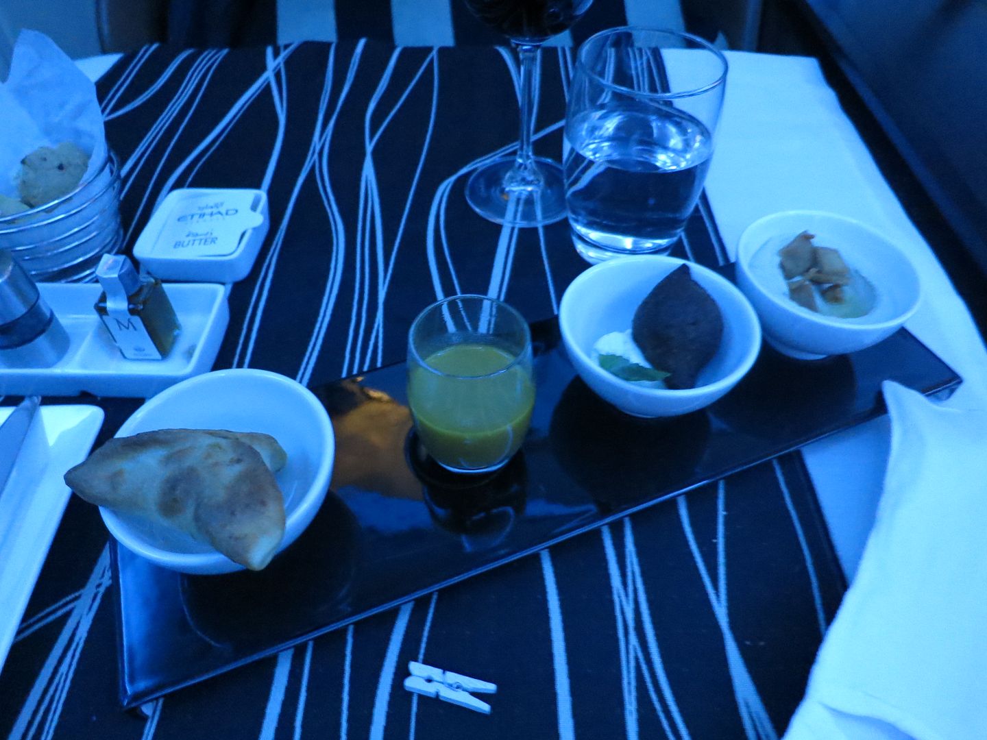Etihad First Class Dinner Service Abu Dhabi - Washington Dulles