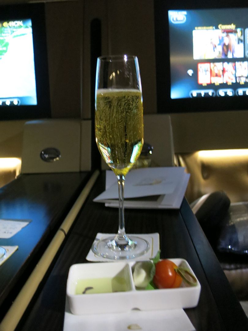 Etihad First Class IAD-AUH meal service