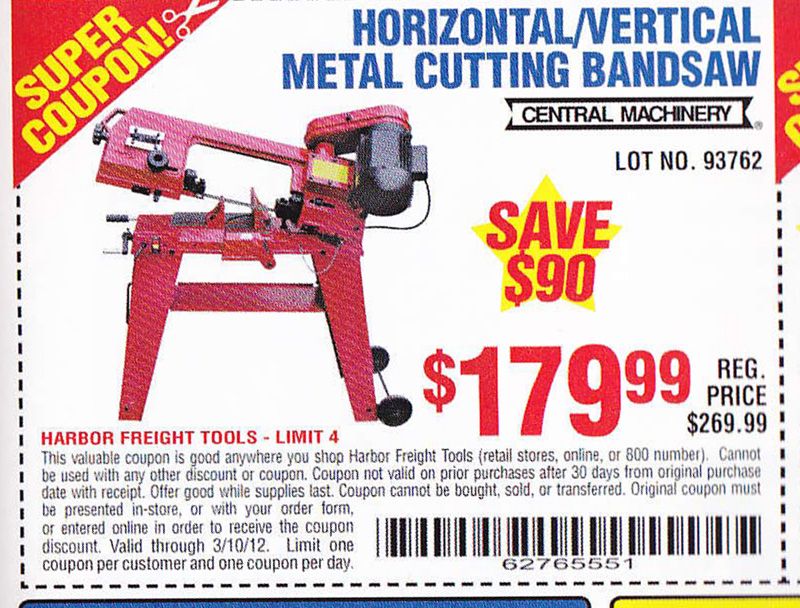 Harbor freight horizontal band saw coupon