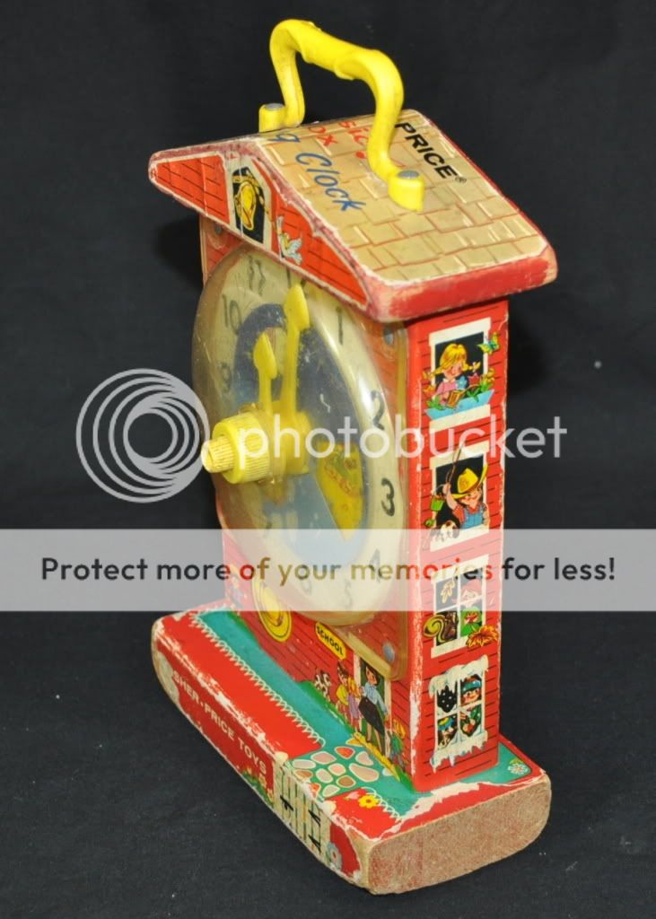 1968 Vintage Fisher Price Music Box Teaching Clock Toy  