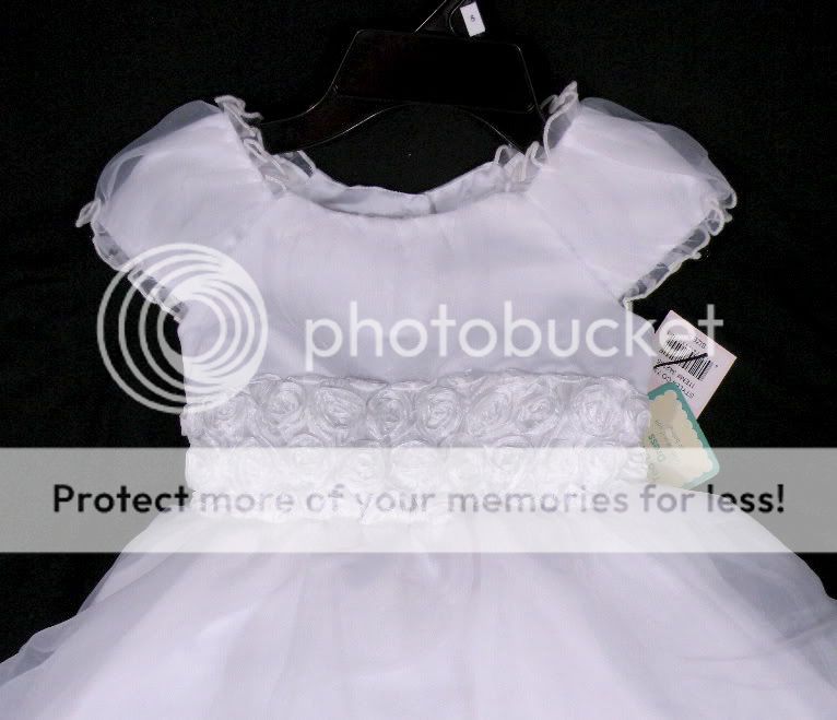 NEW Jona Michelle Girls Tea Length White Rose Dress 6X  