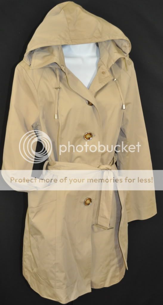 New Michael Kors Womens Hooded Trench Coat Belt Khaki Size Medium