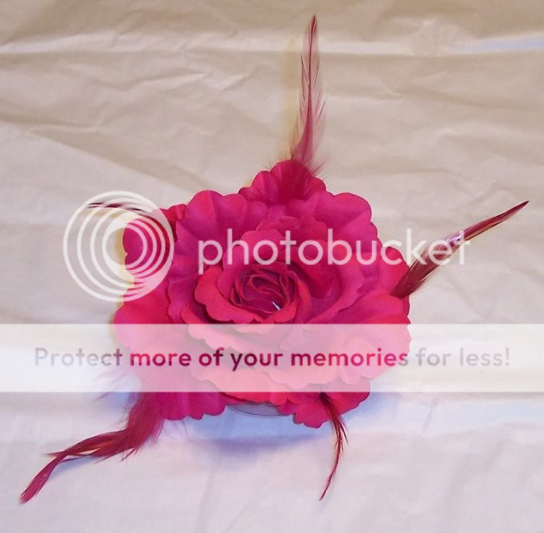 Rose Feather Flower Hair Clip Barrette Fascinator  