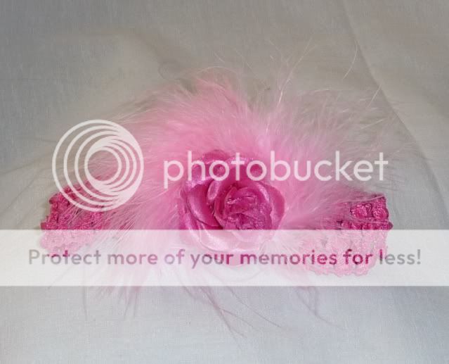 Rose Flower Marabou Feather Crochet Headband Hair Clip  