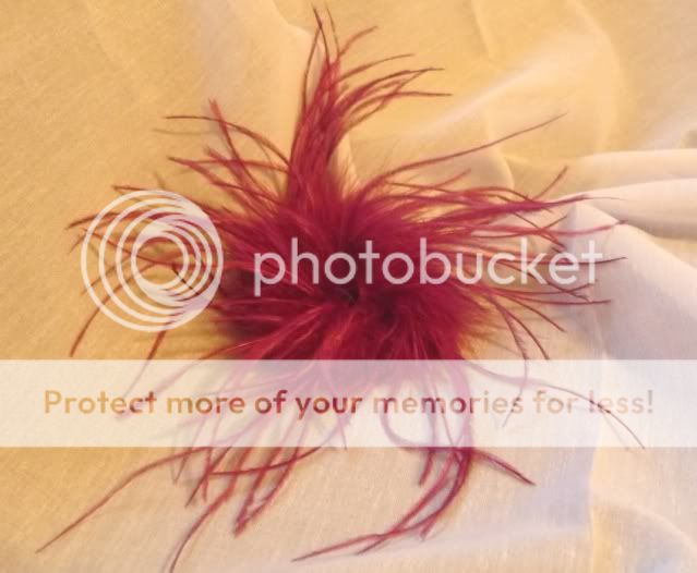 Ostrich Feather Flower Lapel Pin Brooch Burgundy Rose