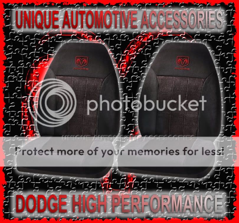 2pc Dodge RAM Logo Black Universal Bucket Seat Covers