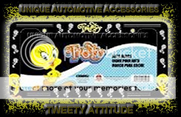 1PC TWEETY ATTITUDE CAR NEW GLITTER LICENSE PLATE FRAME  